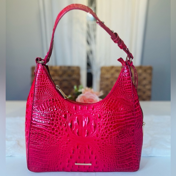 Brahmin Handbags - Brahmin‎ Fuchsia Crocodile-Embossed Shoulder Bag|Good Condition
